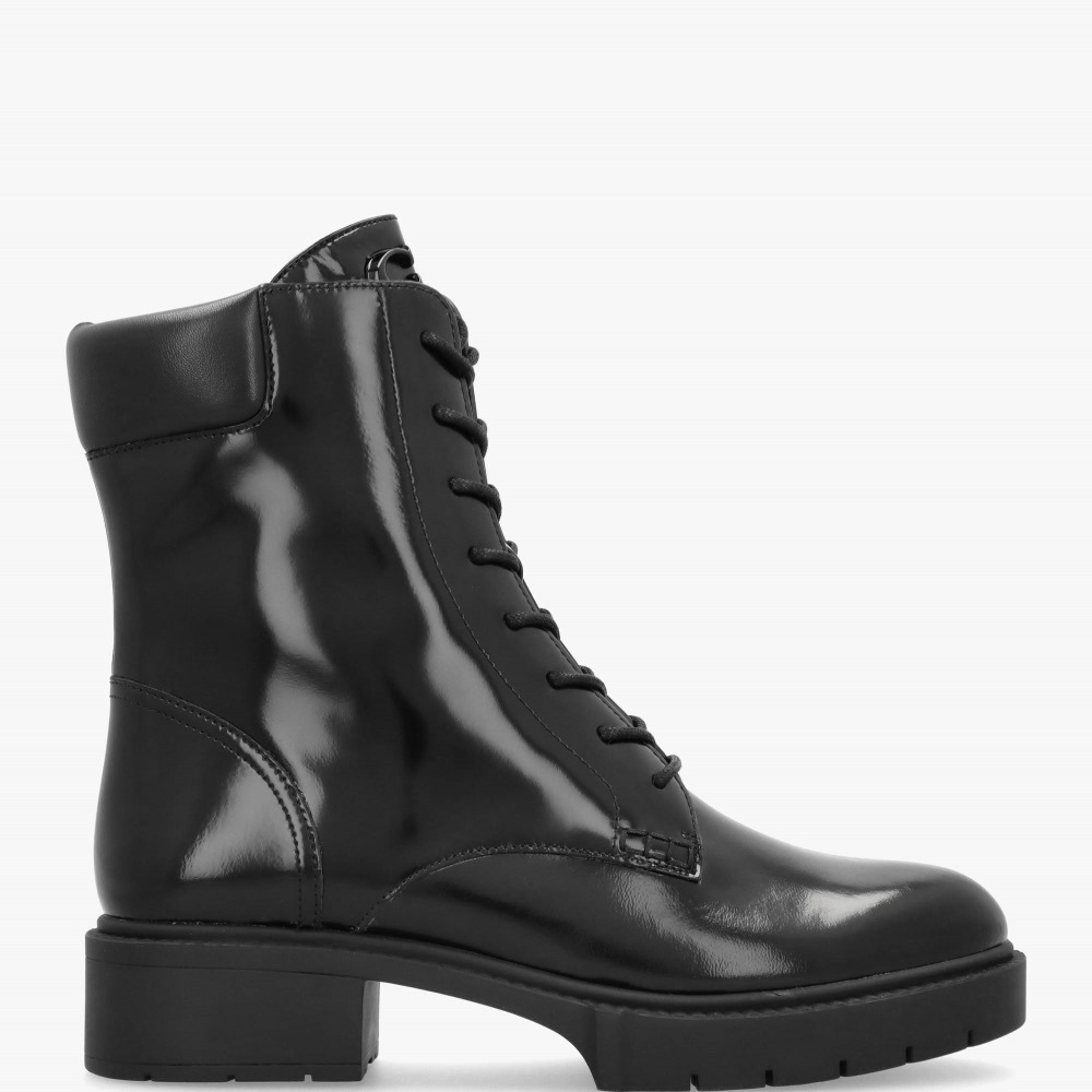 COACH Brand New Leighton Black High Shine Leather Ankle Boots - Picture 1 of 6